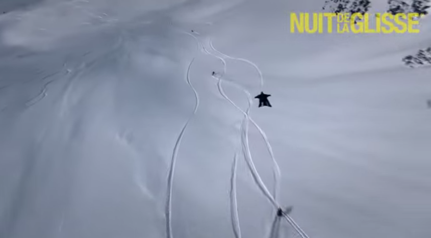Insane Wingsuit Flyby Of Skiers
