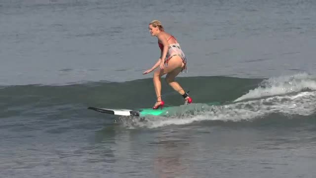 Russian Girls Surfing In High Heels = Awesome