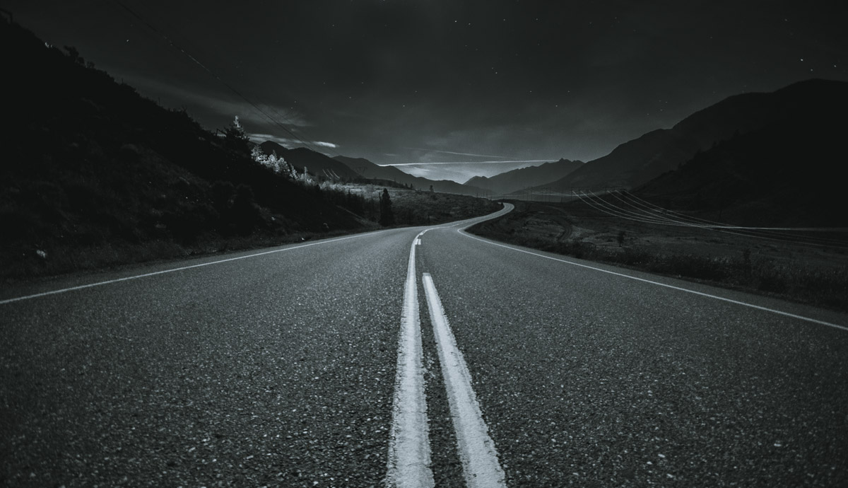 Mountain, Roads and stars. A Black and White British Columbia photography series.