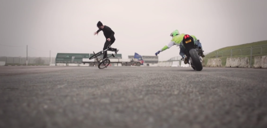 BMX vs Street Bike: A nice freestyle session opposing the two.
